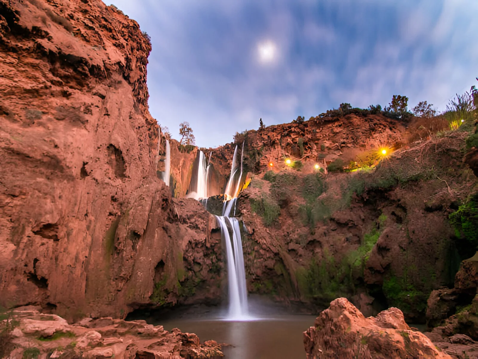 Ouzoud Waterfall Day Trip - Scenic view of Ouzoud Waterfall and rocky terrain.